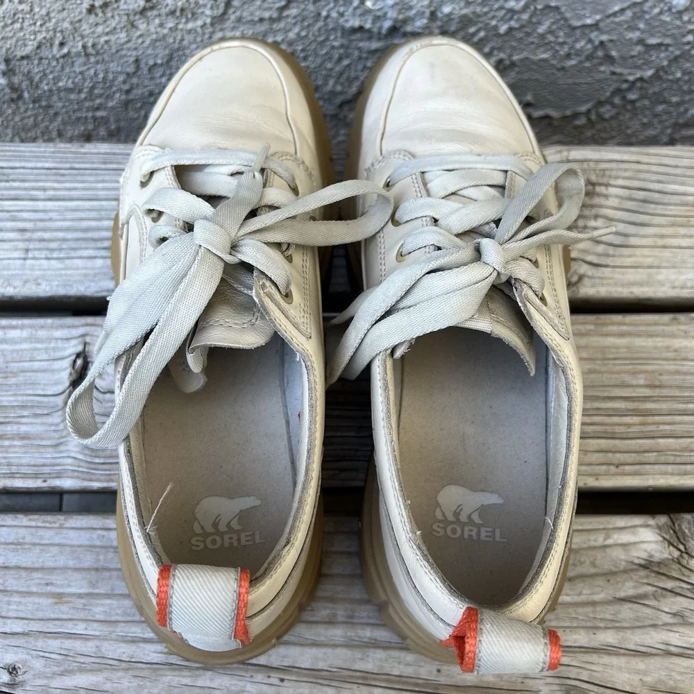 Sorel Shoes Women Size 9 Caribou X Platform Waterproof Sneakers Tan Beige‎ Cream